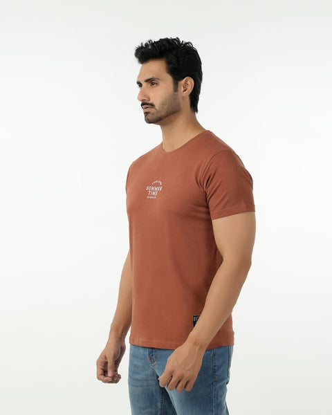 Eminent Men's Round Neck Half Sleeves Printed T-Shirt - Brown, Men's T-Shirts & Polos, Eminent, Chase Value
