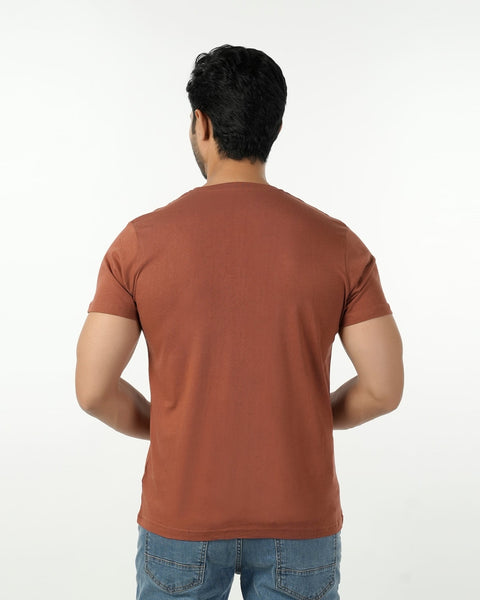 Eminent Men's Round Neck Half Sleeves Printed T-Shirt - Brown, Men's T-Shirts & Polos, Eminent, Chase Value