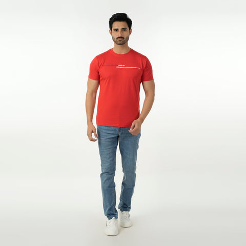 Eminent Men's Round Neck Half Sleeves Printed T-Shirt - Samba Red, Men's T-Shirts & Polos, Eminent, Chase Value