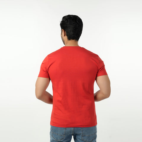 Eminent Men's Round Neck Half Sleeves Printed T-Shirt - Samba Red, Men's T-Shirts & Polos, Eminent, Chase Value