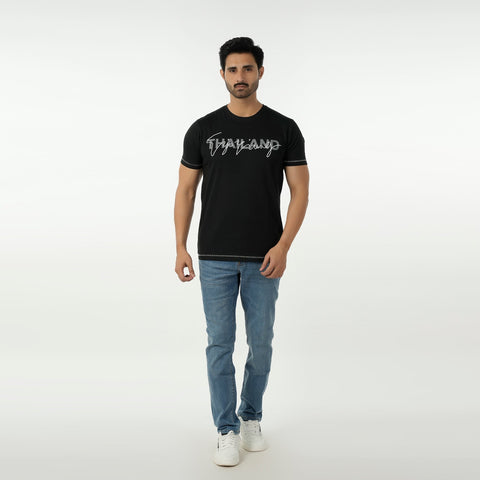 Eminent Men's Round Neck Half Sleeves Printed T-Shirt - Black, Men's T-Shirts & Polos, Eminent, Chase Value