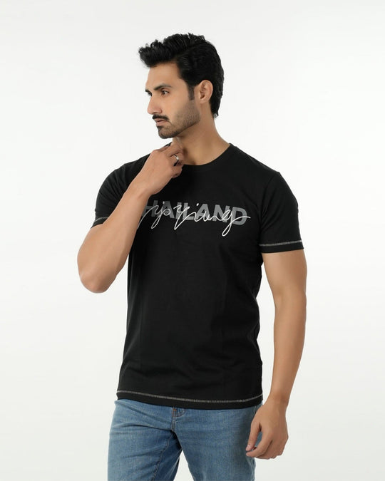Eminent Men's Round Neck Half Sleeves Printed T-Shirt - Black, Men's T-Shirts & Polos, Eminent, Chase Value