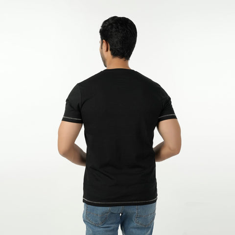 Eminent Men's Round Neck Half Sleeves Printed T-Shirt - Black, Men's T-Shirts & Polos, Eminent, Chase Value