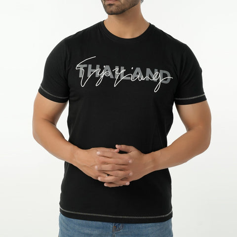 Eminent Men's Round Neck Half Sleeves Printed T-Shirt - Black, Men's T-Shirts & Polos, Eminent, Chase Value