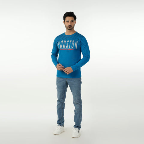 Eminent Men's Round Neck Full Sleeves T-Shirt - Blue, Men's T-Shirts & Polos, Eminent, Chase Value