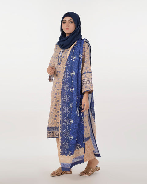 Eminent Women's Embroidered 03 Pcs Suit - Royal Blue