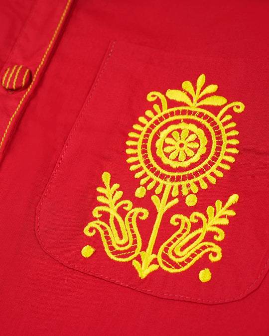 Eminent Girls Embroidered 2Pcs Shalwar Suit - Red, Girls Shalwar Kameez, Eminent, Chase Value