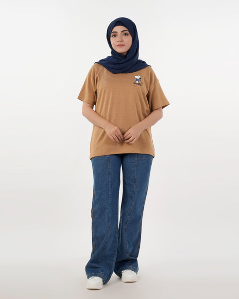 Eminent Women's Half Sleeves T-Shirt - Dark Sand