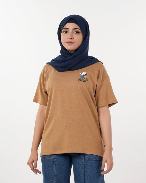 Eminent Women's Half Sleeves T-Shirt - Dark Sand