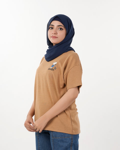 Eminent Women's Half Sleeves T-Shirt - Dark Sand