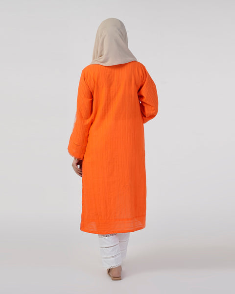 Eminent Women's Embroidered Kurti - Orange