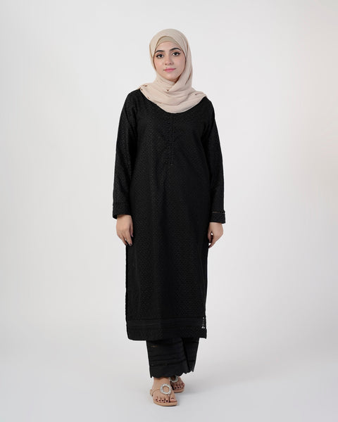 Eminent Women's Embroidered Kurti - Black