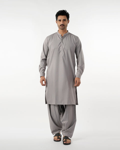 Eminent Men's Trim Fit Shalwar Suit - Steel Grey