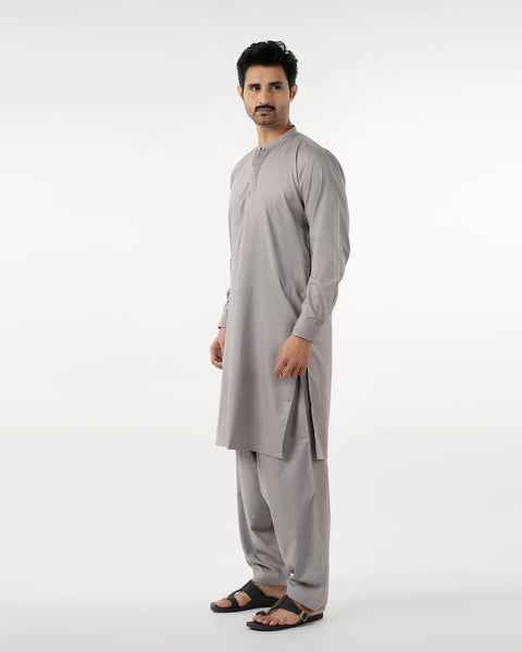 Eminent Men's Trim Fit Shalwar Suit - Steel Grey