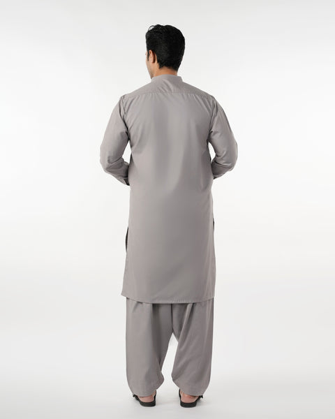 Eminent Men's Trim Fit Shalwar Suit - Steel Grey