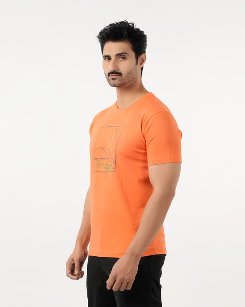 Eminent Men's Round Neck Half Sleeves Printed T-Shirt - Harvest Plum