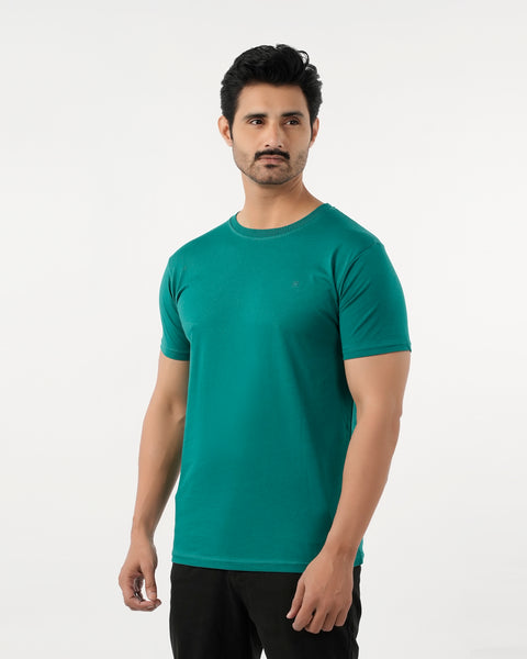 Eminent Men's Round Neck Half Sleeves T-Shirt - Forest Blue