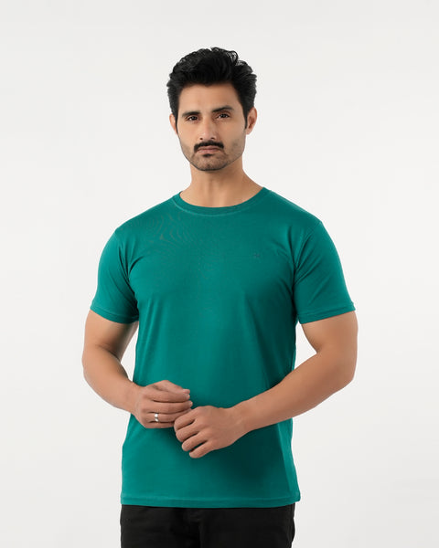 Eminent Men's Round Neck Half Sleeves T-Shirt - Forest Blue