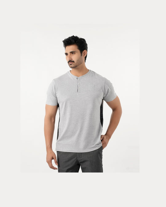 Eminent Men's Round Neck Half Sleeves Printed T-Shirt - Ash Grey