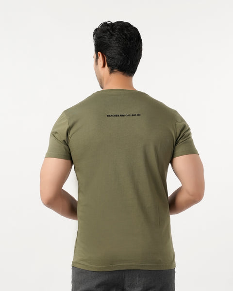 Eminent Men's Round Neck Half Sleeves Printed T-Shirt - Green