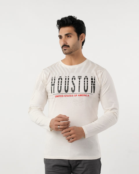 Eminent Men's Round Neck Full Sleeves T-Shirt - Off White