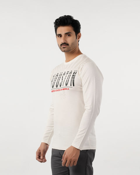 Eminent Men's Round Neck Full Sleeves T-Shirt - Off White