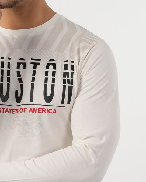 Eminent Men's Round Neck Full Sleeves T-Shirt - Off White