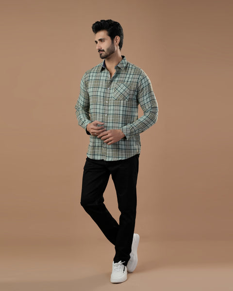 Twill Flannel Check Casual Shirt