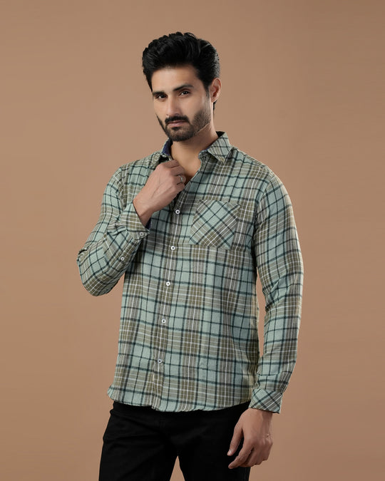 Twill Flannel Check Casual Shirt