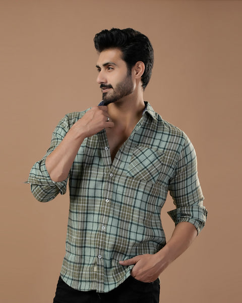 Twill Flannel Check Casual Shirt