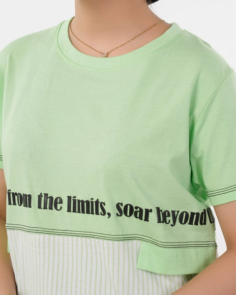 Eminent Women's Half Sleeves Printed T-Shirt - Green