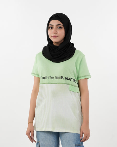 Eminent Women's Half Sleeves Printed T-Shirt - Green