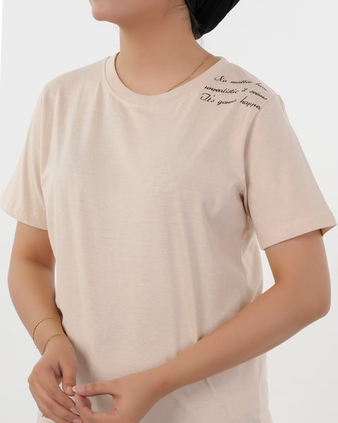 Eminent Women's Half Sleeves Printed T-Shirt - Pink