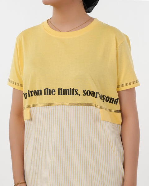 Eminent Women's Half Sleeves Printed T-Shirt - Yellow