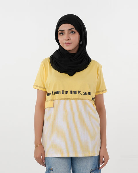 Eminent Women's Half Sleeves Printed T-Shirt - Yellow