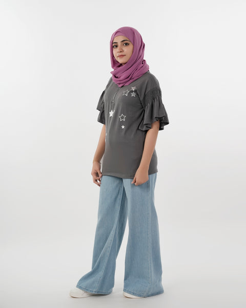 Eminent Women's Half Sleeves Printed T-Shirt - Steel Grey