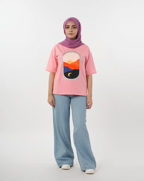 Eminent Women's Half Sleeves Printed T-Shirt - Flamingo