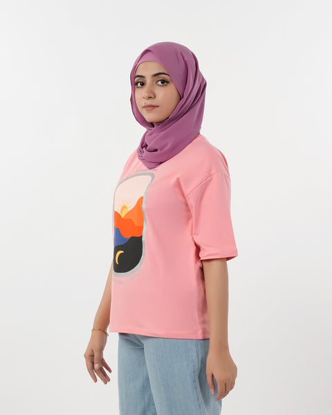 Eminent Women's Half Sleeves Printed T-Shirt - Flamingo