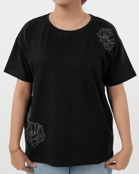 Eminent Women's Half Sleeves T-Shirt - Black