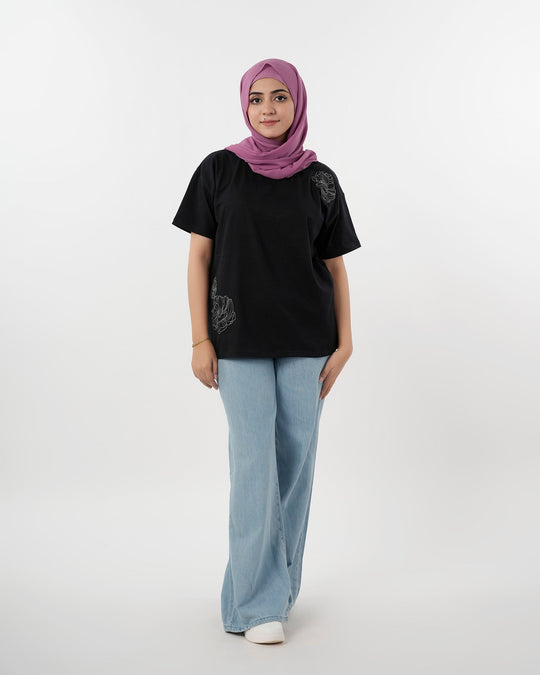 Eminent Women's Half Sleeves T-Shirt - Black