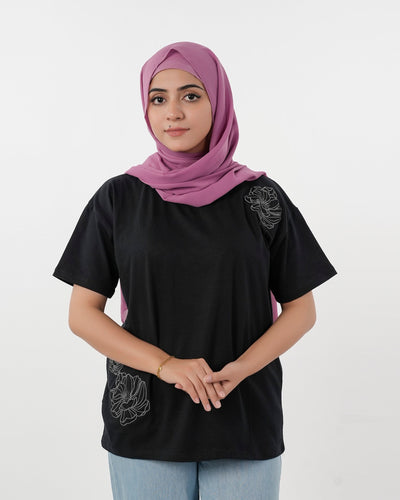 Eminent Women's Half Sleeves T-Shirt - Black