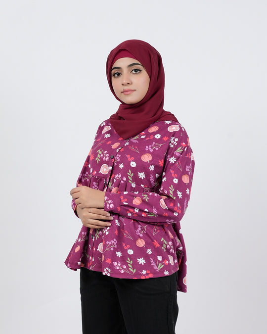 Eminent Women's Western Full Sleeves Top - Maroon