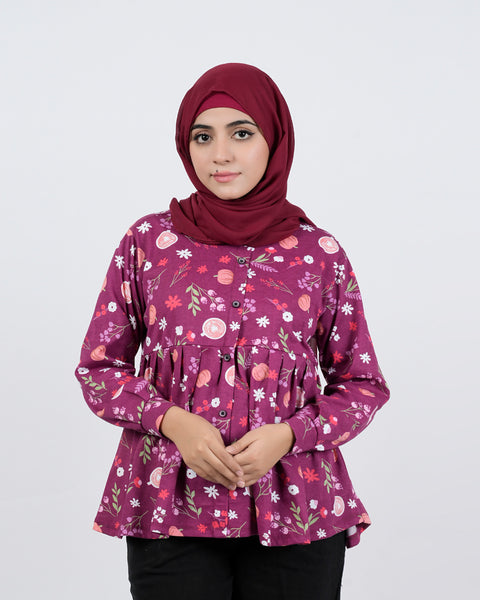 Eminent Women's Western Full Sleeves Top - Maroon