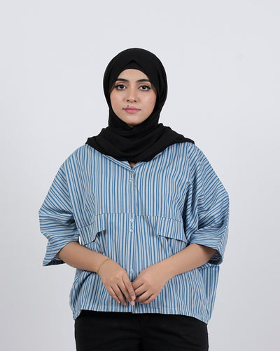 Eminent Women's Half Sleeves Stripe T-Shirt - Blue