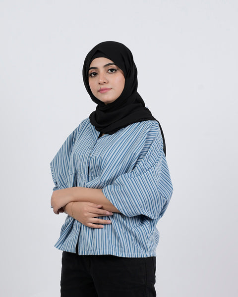 Eminent Women's Half Sleeves Stripe T-Shirt - Blue