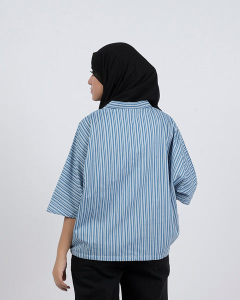 Eminent Women's Half Sleeves Stripe T-Shirt - Blue