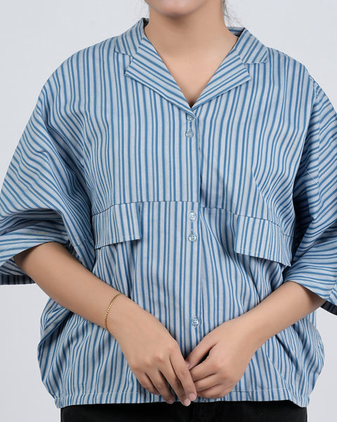 Eminent Women's Half Sleeves Stripe T-Shirt - Blue