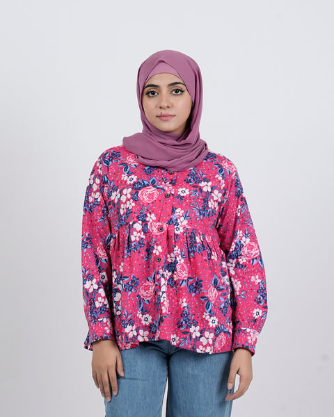 Eminent Women's Western Full Sleeves Top - Pink