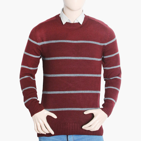 Men's Stripe Sweater - Maroon, Men's Sweater & Sweat Shirts, Chase Value, Chase Value