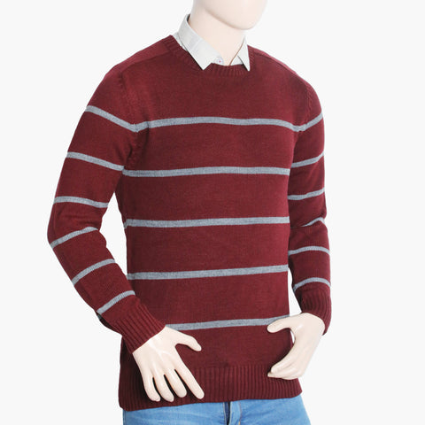 Men's Stripe Sweater - Maroon, Men's Sweater & Sweat Shirts, Chase Value, Chase Value
